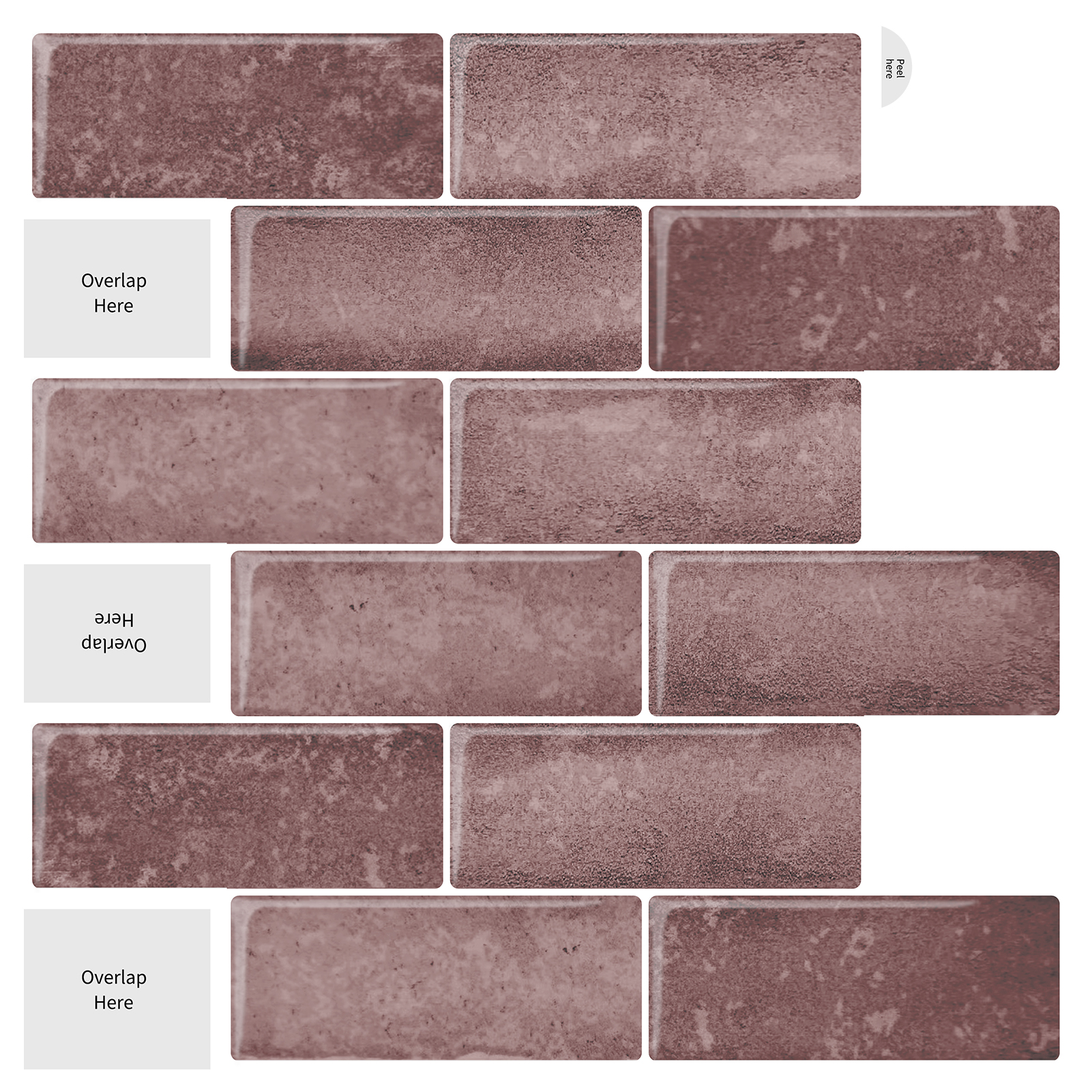 Rose Pink Peel and Stick Backsplash Subway Tile - artemurotiles