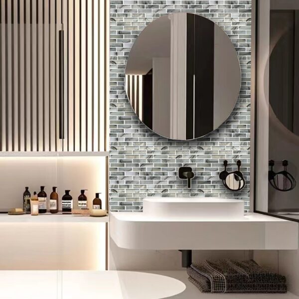 Premium Glass Backsplash Tile Mosaics, Varied Gemstone Look Interlocking Strip Wall Tiles for Bathroom, Kitchen, Fireplace Decor (Pack of 5 Sheets) - Image 10